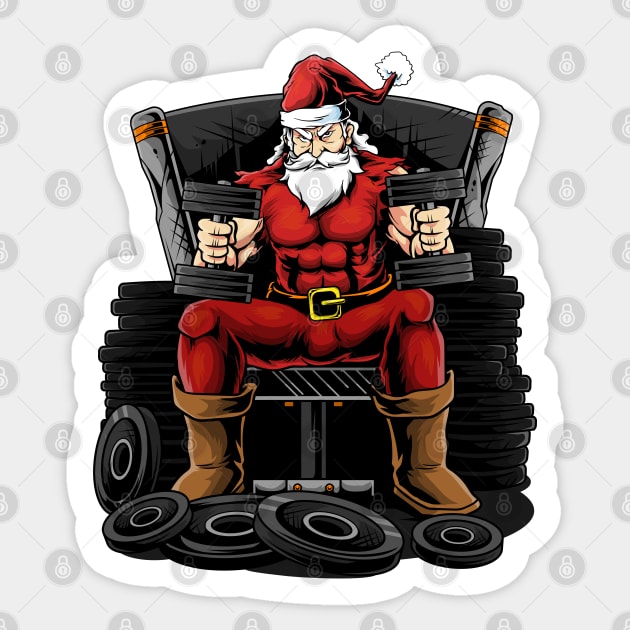 Workout Santa Weightlifter Sticker by AngelFlame